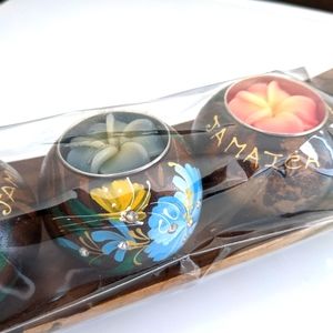 Jamaica's coconut shell candles and holder.